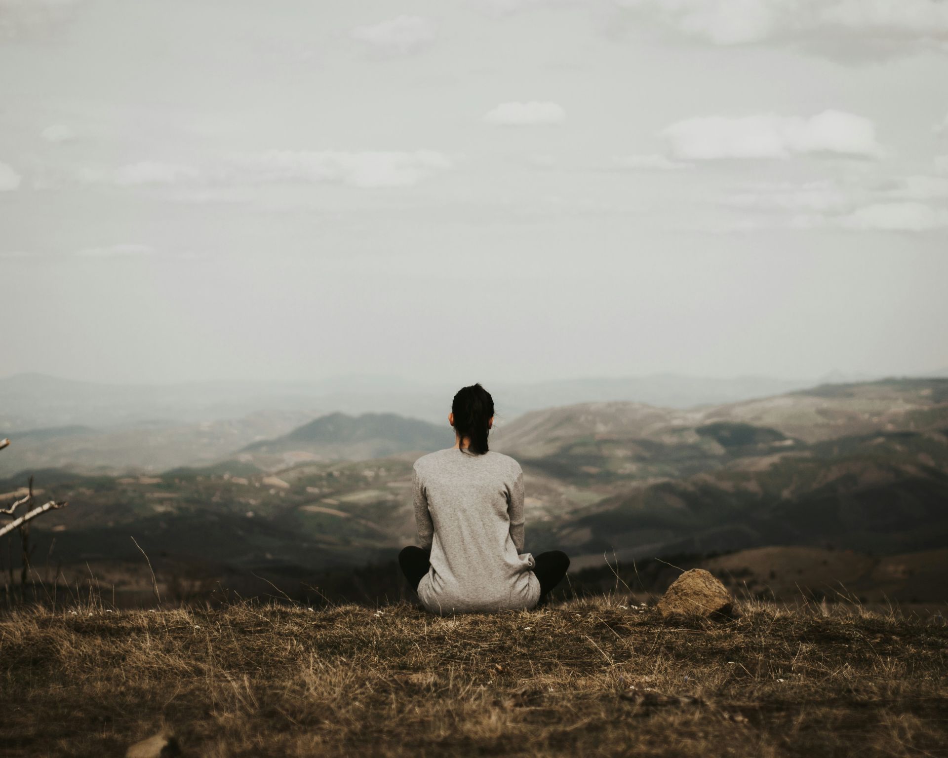 Meditation with a mountain view